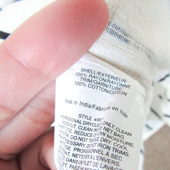 TORY BURCH ‘Filipa’ Black & White Striped Kaftan Linen Tunic Top/12 ~MSRP $348~ - Picture 14 of 17